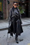 Black Leather Flared Skirt with Waistband 4068 R4-E-K3