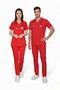 Unisex Red Lycra Top and Bottom Uniform Scrubs