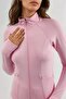 Slim Fit Knitted Stand Collar Zippered Active Top - 5