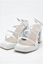 Women's Special Design Ankle Strap Platform Heel White Evening Dress Shoes, Wedding Dress Shoes - 6