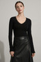 Black V-Neck Lace Women's Blouse Sh354 - 2