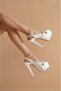 White Patent Leather Side Adjustable 15cm Thin High Heels Women's Shoes Acero - 3
