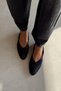Pure Black Genuine Leather Ballerinas - 6