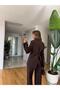 Design Double Button Detail Lined Premium Series Long Blazer Jacket Palazzo Pants Double Suit - 5