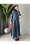 Women's Double Button Detailed Stylish Denim Skirt Suit