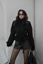 Women's Zr Model Belted Stand Collar Short Cashmere Coat - 3
