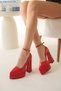 Red Patent Leather Double Platform Special Design Women's Shoes Rigels - 3