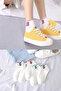 5 Pairs Striped Letter College Women's Socks
