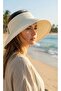 Women S Wide Brim Straw Visor Sun Hat - Adjustable Summer Brim Beach Hat - 3