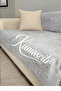 Sofa Bed Cover – Non-Slip Base with Sponge Velvet Fabric Gray Embossed Print - 2