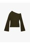 Asymmetric Neckline Long Spanish Sleeve One Shoulder T-Shirt - 3