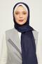 Navy Blue - Ecru Ring Pattern Monogram Shawl