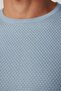 Men's Slim Fit Crew Neck Honeycomb Pattern Blue Knitwear Sweater - 4