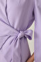 Light Lilac Slim Fit Sleeve Detailed Waist Tie Detailed Jacket - 6