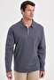 Men's Regular Fit Comfortable Cut 100% Cotton Half Zipper Polo Collar Interlock Anthracite T-Shirt - 3