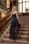 Girls' Evening Dress Black Stone Cord Strap Heart Collar Tailed Chiffon Evening Dress 9-16 Years Old - 4