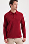 Men's Standard Fit Comfortable Cut Cotton Soft Textured Plain Pique Long Sleeve Burgundy Sweatshirt - 8