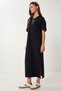 Cotton Summer Casual Combed Cotton Dress Black Lub0056 - 4