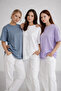 Women's 3-Pack Anthracite-Lilac-White 100% Cotton Oversize Basic T-Shirt Crew Neck Relaxed T-Shirt