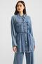 Snap Fastener Soft Denim Jacket and Trousers Set Blue 9398-Tk - 5