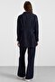 Zipper and Pencil Detail Jacket and Trousers Denim Two-Piece Set Dark Blue 9396-Tk - 8