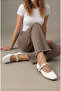 Women's White Money Buckle Patent Leather Ballerinas 1.5cm Byndpt03 - 4
