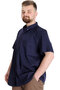 Mode XL Large Size Men's Shirt Gabardine Short Sleeve Single Pocket 23302 Navy Blue - 3