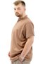 Fashion XL Big Size Men's T-Shirt Buttoned Judge Collar T-Shirt U24339 Milk Coffee - 3