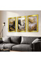 Noble Double Horse Love Themed 3 Piece Plexiglass Mirrored Framed Painting