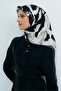 Sura Pure Silk Scarf 9555 - 01 White Black Pastel Pattern - 2