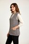 Women's Plus Size Knitwear Mom Vest Geometric Patterned Buttoned Vest with Pockets - 5