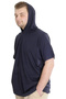 Fashion XL Large Size Men's T-Shirt Hooded Short Sleeve 23118 Navy Blue - 2