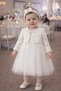 1-5 years old girl's patterned jacquard bolero, holiday wedding dress, evening gown, 2-piece set, ecru 2027