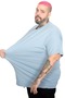 Mode XL Large Size Unisex Stretch Fabric T-Shirt Crew Neck 20149 Blue - 3