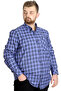 Mode XL Large Size Men's Shirt Plaid Long Sleeve 23300 Dark Cobalt Blue - 3