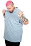 Mode XL Large Size Unisex Stretch Fabric T-Shirt Crew Neck 20149 Blue - 2