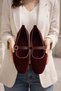 Women's Ballet Flats Velvet Gold Buckle Office Home Shoes