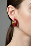 Gold Color Burgundy Resin Earrings (2.8 cm)