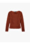Slim Fit Long Sleeve Boat Round Neck Stitching Detail T-Shirt - 3