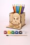 Wooden Pen Holder with Figure of a Girl Reading the Quran |   Paint Yourself |   For School and Workshop Activities