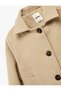 Slim Fit Buttoned Long Sleeve Crop Cashmere Jacket with Pockets - 5