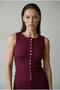 Burgundy Crew Neck Buttoned Women's Blouse Mg2638 - 2
