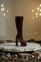 Pennyy Burgundy Patent Leather Women's Double Platform Thick Heel Boots - 2