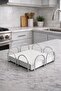 Service Presentation Set Towel Napkin Holder Trivet Cup Hanger Chrome Silver Stainless Kitchen Dowry Set of 4 - 6