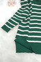 Women's Zippered Collar Slit Striped Emerald Knitwear Sweater - 4