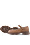 Genuine Leather Tan Velcro Thick Soled Girls' School Shoes - 7