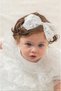 White Lace Baby Girl Hospital Release Special Occasion Dress 3 Piece Set with Headband and Shoes - 2