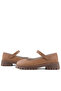 Genuine Leather Tan Velcro Thick Soled Girls' School Shoes - 8
