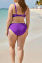 Women's Lilac Black Patterned Stone Embroidered Gathering Plus Size Bikini Set Hzl25S-Lc3333 - 4