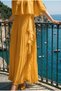 Daila Off-The-Shoulder Flounce Long Evening Dress Chiffon Invitation and Wedding Party Dress - 4